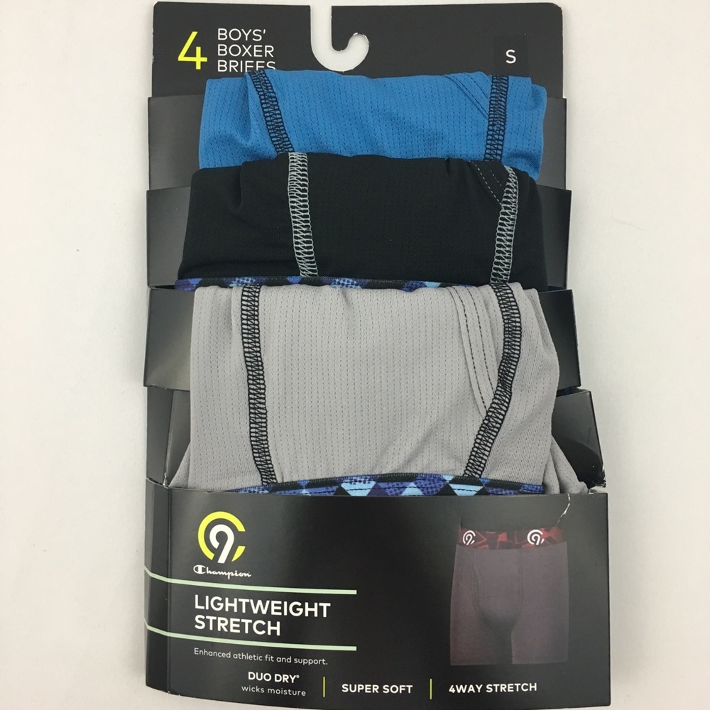 C9 Champion Lightweight Duo Dry Stretch Boxer Briefs Black Blue Boys Size Small